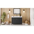 Jeffrey Alexander 48In. Black Theodora Vanity, Lavante Cultured Marble Vessel Vanity Top, Integrated Rectangle Bowl VKITTHE48BKLAR